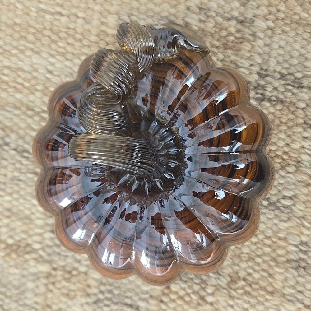 Handcrafted Glass Pumpkin Decor - Brown and Black - Picture 2 of 4